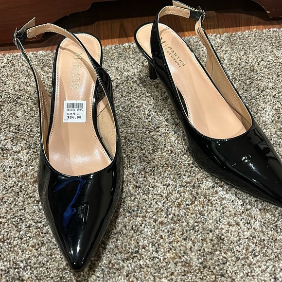 Slingback black patent look heels Martha Everyday size 9-1/2 - Picture 1 of 7